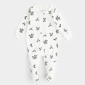 NWT Merry Mistletoe Print On Off-White Sleeper by Petit Lem - size 9m